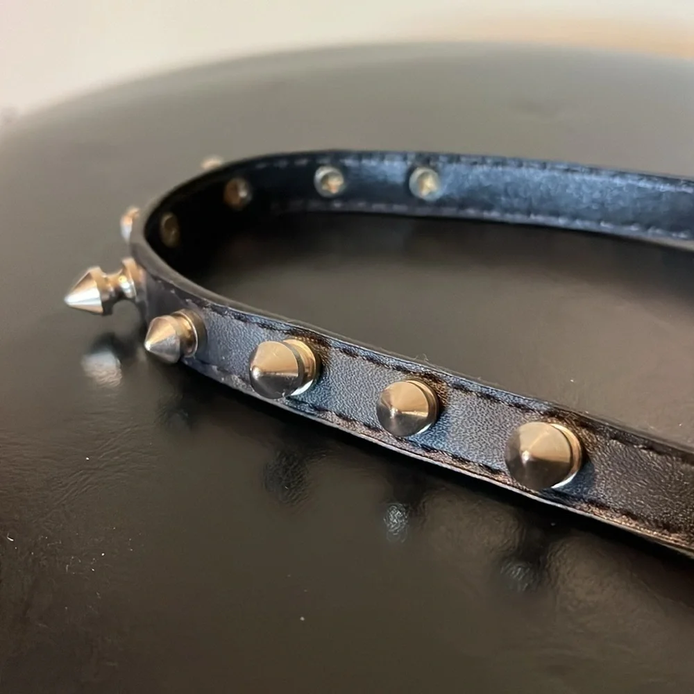 Spike Dog Collar, Black/Silver